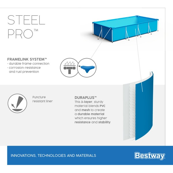 Каркасный бассейн Bestway 56403 BW, Steel Pro 259х170х61см, 2300л